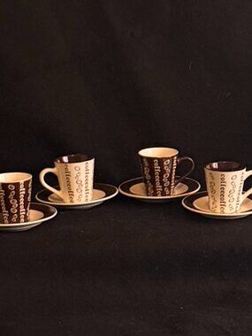 4 - Home Essentials And Beyond ‘Espresso Collection’ Cups/Saucers
